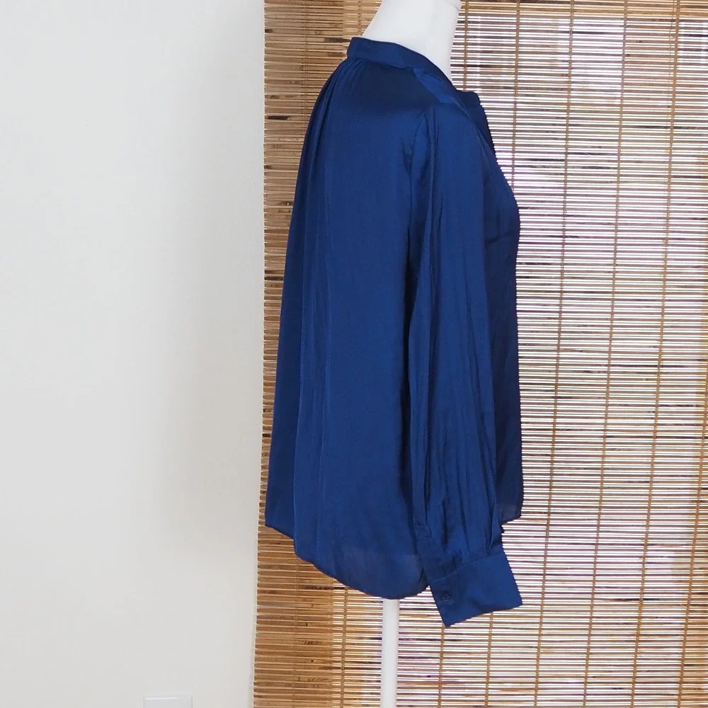 Zadig & Voltaire Tink Satin Blouse Women's Sz XS Royal Blue Long Sleeve Top - Picture 8 of 11